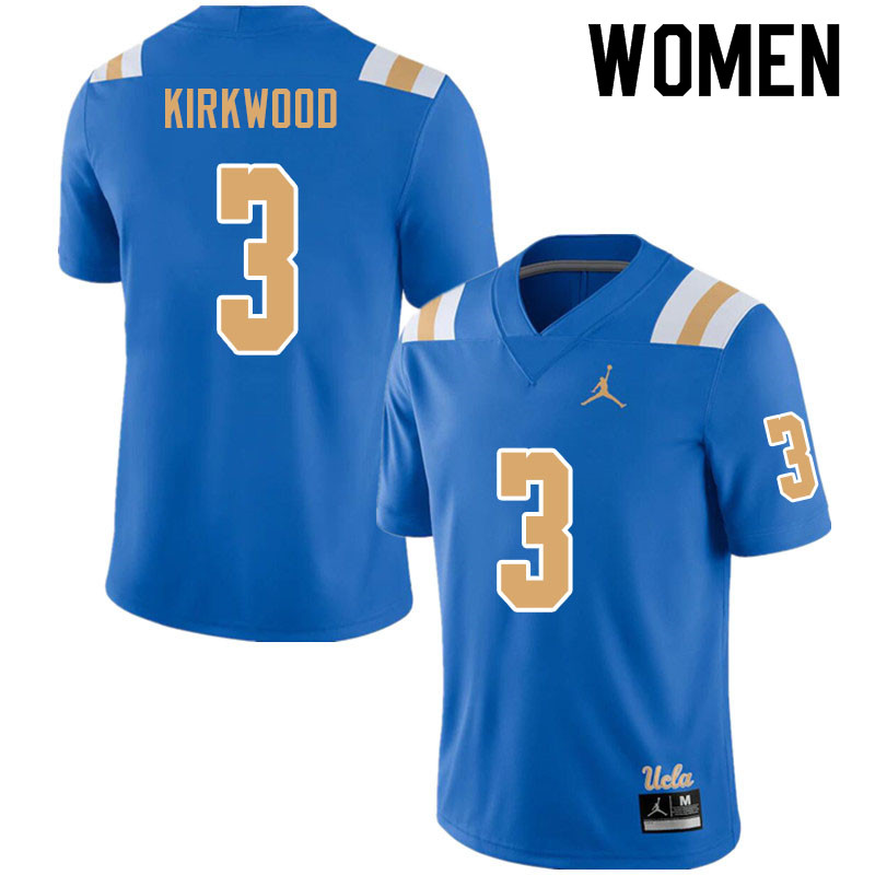 Jordan Brand Women #3 Devin Kirkwood UCLA Bruins College Football Jerseys Sale-Blue